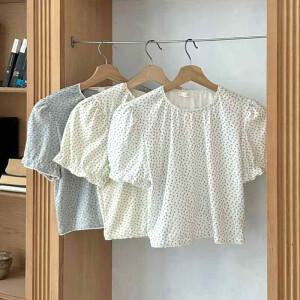 반팔 블라우스 여성 레이스 셔링 퍼프 여름블라우스 BEST6