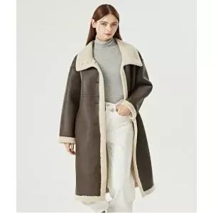 [비엔엑스]페이크레더 양털 롱 무스탕 코트 (BW4CT004L0)