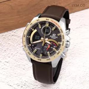 에디피스 ECB-900GL-1A 태양 충전 스마트폰 연동 블루투스 스포츠 남자 가죽 시계 c