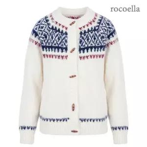 로코엘라 리엘 패턴 토글 니트 노르딕 가디건