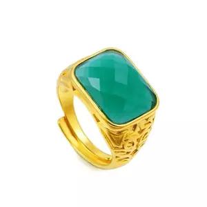 Rockyu브랜드 인기 반지 남성 16호 큰 알 가넷 링 골드 스테인레스 인대 각인 십자가 반지 앤티크풍 공휴일