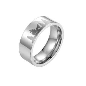 Oakky 남성용스테인레스강 8MM 결혼반지 약혼반지 애니멀 참하울링 울프문 패턴 하이폴리쉬 실버 크기 21