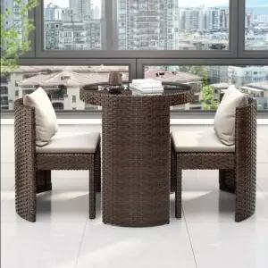 라탄 부부테이블 이동식 테이블 탁자 의자 공간