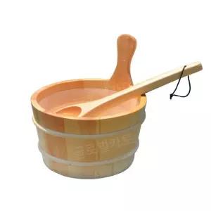 사우나 나무바구니 편백나무 족욕 바가지 물통 건식스팀