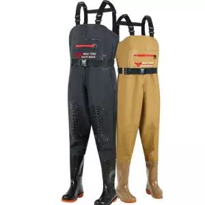 장화달린 갯벌바지 멜빵 일체형 허리 작업복 전신 방수