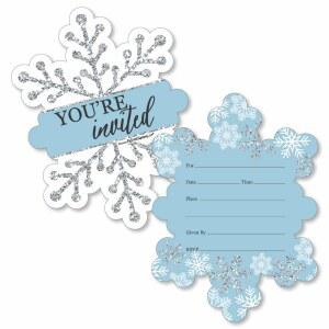 빅 닷 오브 해피니스 윈터 원더랜드 모양 채우기 초대장 눈송이 홀리데이 파티 및 봉투가 포함된 겨울 결혼