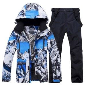 남성 스키복 방수 겨울 스노보드 야외 투피스 따뜻한 재킷과 세트 바지 방풍 스노우슈트