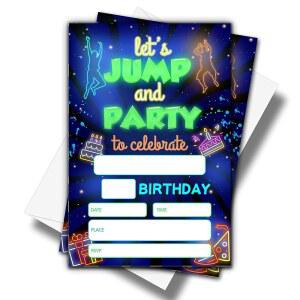 봉투가 있는 ONDTOM 점프 트램펄린 생일 파티 초대장 4 x 6 20팩 바운스 하우스 c06