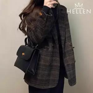 [하프클럽/] 겨울 자켓 숏 코트 체크 도톰 하객룩 돌체울라이크자켓 B-693