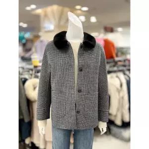 소고 세이브존01 밍크 카라넥 울 캐시 체크 재킷 TJ4GA04_CB