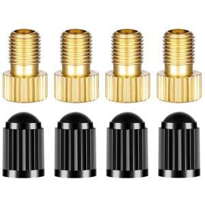 프레스타 밸브 어댑터 자전거용 프레스타를 슈레이더 어댑터로 변환 표준 펌프 또는 에어 컴프레서를 사용하여 타이어 팽창 캡 4PCS