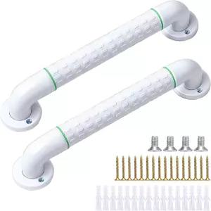 샤워 및 욕조용 Dntorx 16인치 그립 바 노인용 야광 미끄럼 방지 2팩 침대 화장실 벽(흰색)