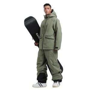 GSOU 스노우 남성 방수 수트 배기 및 재킷 스노우수트 스노보드 세트 스키 후드 턱받이 바지