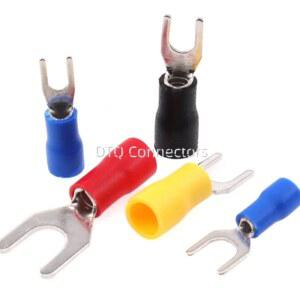 50PCS SV SV1 터미널 블록 압착 커넥터 콜드 포크 SV2 25 PVC 케이블 절연 프레스 스프링 엔드 와이어 페룰 유형 스페이드