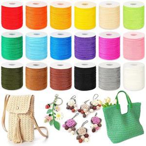 18 롤 폴리에스터 마크라메 코드 2mm x 990야드 2952피트 폴리프로필렌 벽걸이용 컬러풀 실 크로셰 백 공예품 가방 바닥판 카펫
