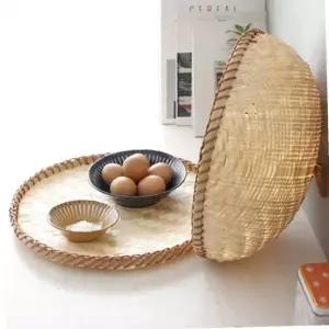 부침개 전소쿠리 대나무 원형채반 뚜껑 건조 채반