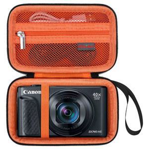 [미국배송] 캐논 파워샷 SX740/ SX730/ SX720/ SX620 디지털 카메라용 엘론보 휴대용 케이스 SX740 HS 4K 비디오 카메라 하드 트래블백 메시 포켓 배터리 케이블 오렌지색