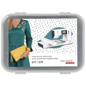 [미국배송] B77/B79 재봉틀용 버넷 프레셔 풋 세트 | 지그재그 오버락 지퍼 블라인드 스티치 새틴 버튼홀 오픈 토 & 버튼 재봉 발 헤비 듀티 퀼팅 자수 포함