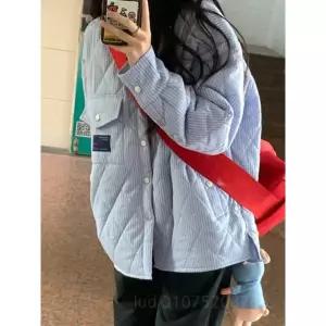 퀼팅셔츠 겨울 남녀공용 푸른 패딩맨투맨 커플 퀼팅 남성