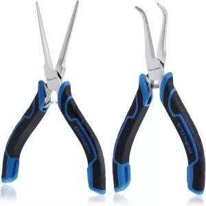 SPEEDWOX 2PCS 미니 니들 코 플라이어 세트 매끄러운 턱 및 구부러진 주얼리 제작용 톱니 모양 각도 낚시