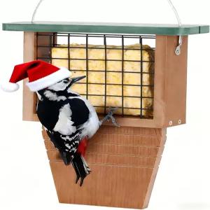 Gtongoko 재활용 플라스틱 새 모이통 나무 심장 모양의 꼬리 지지대 포함 걸이형 조류 급이기 1개 녹색