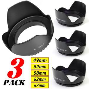 49mm 52mm 나사형 꽃잎 렌즈 후드 1/2/3개 캐논 호환 니콘 소니호환 올림푸스 카메라 액세서리용