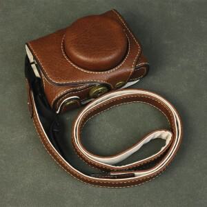 [호환품]레트로 복고풍 엔틱 PU 가죽 카메라 가방 하드 케이스 하프 바디 커버 캐논 호환 Powershot G7 X M