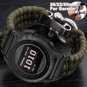 [호환품]Garmin Tactix 7Pro Fenix 7 6X 6 5X 5 Plus 3HR 밴드 용 스포츠 땋은 나일론 스트랩 Watch 26mm