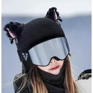 최고급 방수 스노우 캡 앞유리 덮개 윈드실드 블랙 캣 모자 스노우글라스포함 M