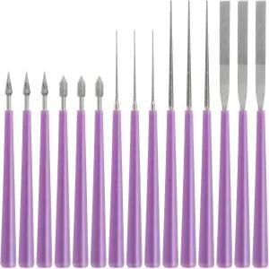 Omninmo 15pcs 다이아몬드 팁 비드 리머 도구 유리 플라스틱 금속 목재 비드용 ABS 손잡이가 있는 비딩 홀