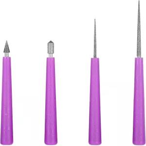 보석 제작을 위한 4PCS 비드 리머 도구 다이아몬드 팁 세트 공예 비딩 홀 확대기 유리 플라스틱 금속 목재