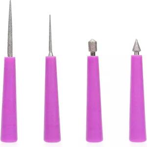 4pcs 주얼리 리머 도구 다이아몬드 팁 비드 비딩 홀 확대 구멍 확대용 플라스틱 손잡이가 있는 유리 금속