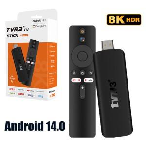 안드로이드 TV 스틱 TVR3+ 8K 14 RK3518 BT5.4 2.4G 5G Wifi6 홈 미디어 플레이어 음성 비서 USB 스마트 호