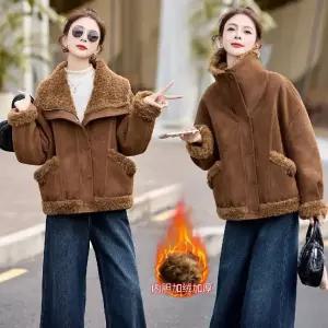 겨울 여자재킷 퍼 코트 가죽 도톰한 일체형 오버핏 기모와 세무 원템4