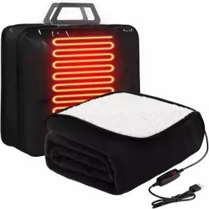 글리터 USB 온열 담요 50인치 x60인치 대형 난방 던지기 전기 5V 타이머 기능과 온도 조절기로 구동되어