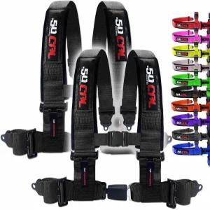 버킷 시트용 블랙 4포인트 하네스 2pc 푸시 버튼 해제 10가지 색상 옵션 레이싱 레이스카 오프로드 UTV RZR