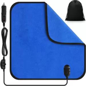 투안세 16 x 인치 자동차 전기 담요 12 볼트 가열 온도 조절기 및 블랙 보관 가방 추운 날씨 조절 비상