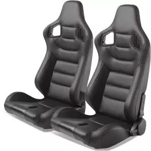 하이퍼 글로리 듀얼 슬라이더가 장착된 레이싱 시트의 범용 페어링 PU 가죽 전면 + 카본 후면 리클라인