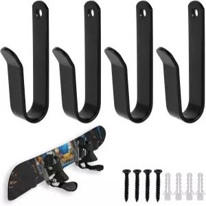 스노보드 벽걸이 수평 디스플레이 랙 클립 스키 홀더 선반 걸이 정리함 실내 공간 차고 보드 보관용(블랙)