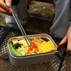 라면 냄비 손잡이 접이식 캠핑 반합 사각 도시락 세트 (WFK3T87)