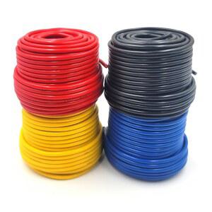 [미국배송] 14 게이지 AWG 4 컬러 기본 와이어 콤보(50피트 레드 블랙 블루 옐로우) 좌초된 CCA 구리 케이블 카 파워스포츠 모터사이클 오디오 비디오 대시보드 교체 자동차 트레일러 원격 하네스 배선