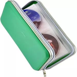 Wismart 72 용량 헤비 듀티 CD DVD 블루레이 미디어 케이스 보관함 홀더 정리 지갑(녹색)