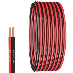 [미국배송] 14 AWG 무산소 구리선 50FT/15M 도체 레드 블랙 케이블 2개 12V/24V DC용 유연한 PVC 저전압선 자동차 LED 스트립 스피커 및 전자기기(UL2468 인증)