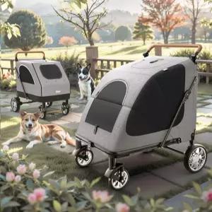 대형견 유모차 개모차 캐리어 회색 웨건 트레일러 카트