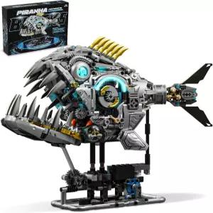 로디키스베이 스팀펑크 기계 피라냐 건물 세트 크리에이티브 킬러 물고기 동물 컬렉션 장난감 홈 오피스