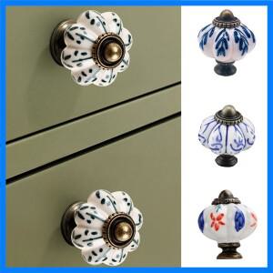 빈티지 세라믹 호박 캐비닛 손잡이 서랍 가구 손잡이 드레서 문짝 당김 옷장 찬장 하드웨어 액세서리