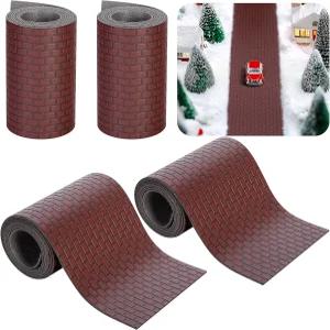 스야이 크리스마스 빌리지 적갈색 벽돌 도로 - 39 x 3.5 인치 컷테이블 조경 홈 가든 스트리트 장식용