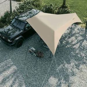 차량용 블랙코팅타프 빨판흡착식 어닝 차박타프 설치