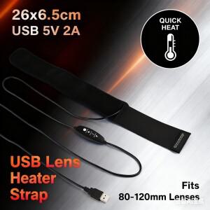 [호환품]카메라 렌즈 히터 스트랩 김서림 방지 밴드 USB 5V 2A | 3단계 온도 조절 80~120mm 적합 -40 ° C