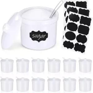 티온시 12개 핫 코코아 바 뚜껑과 스푼 파티 스크림 순대 카라멜 사과 디핑 용기 크리스마스 아크릴 캔디